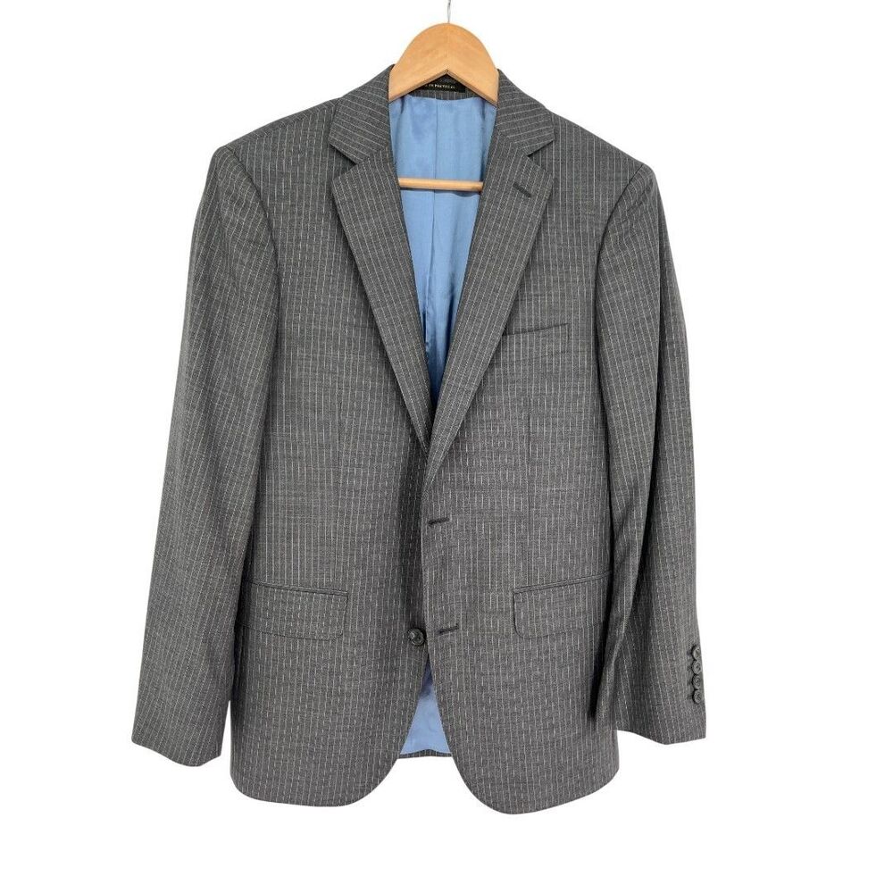 J Hilburn Suit Jacket Men's Size 38 Regular Gray European Fit DRK Blazer